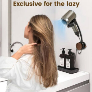 Wood-Plastic Hair Dryer Holder (Black)
