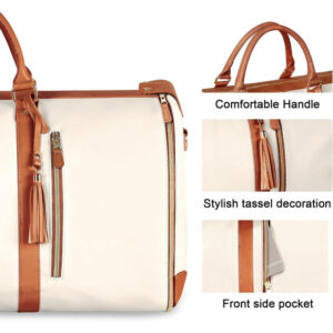 Faux Leather 2-In-1 Convertible Travel Bag (Beige)