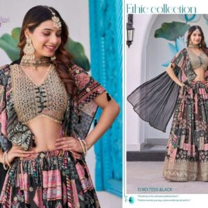 Zeel Clothing Queen 7050 Black Chinon Silk Lehenga