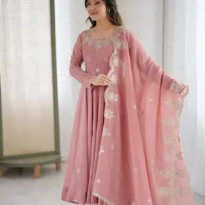 Elegant Embroidery Sequence Designer Anarkali Three Piece Set