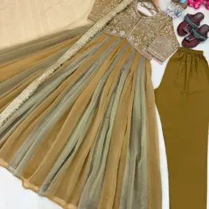 Silk Embroidered Gown Set