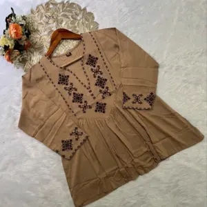 Designer Rayon Tunic with Cross-stitch Embroidery