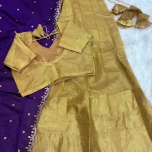 Golden Kanchipuram Half Saree