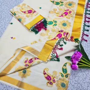 Cotton Embroidered Saree with Blouse – Design 4