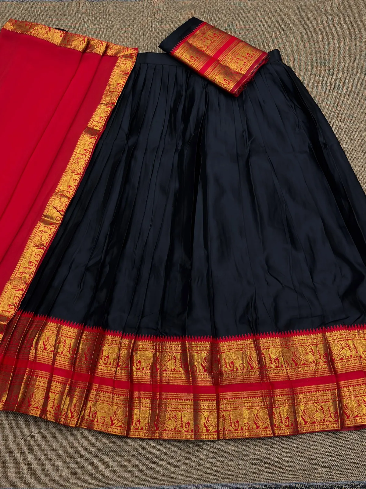 South Style Beautiful Kanjivaram Half-saree Set