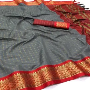 Arani Pattu Silk Checked Sarees with Zari Border