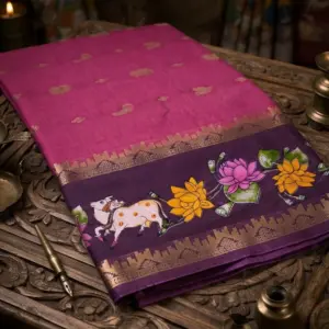 Zari Border Saree with Blouse – Pink