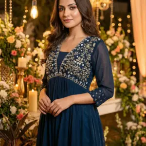 Ready to wear gown with embroidery and hand work