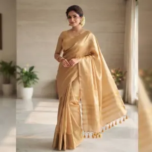 Gold Tissue Saree with Blouse