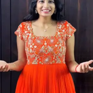Top Trending Festival Collection. Beautiful Maggam Work Gown With Kalamkari Dupatta. A touch of glam