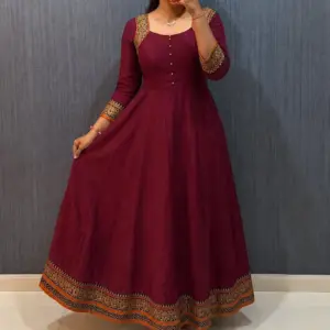 Traditional Temple Border Meera Anarkali Gown With Dupatta