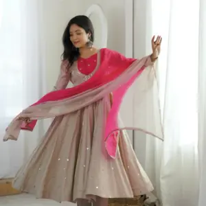 Roman Silk Anarkali Set