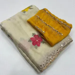 Chiffon Mirror Work Saree