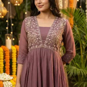 Ready to wear gown with embroidery and hand work
