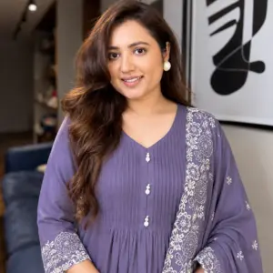 Mul Chanderi Anarkali Suit Set