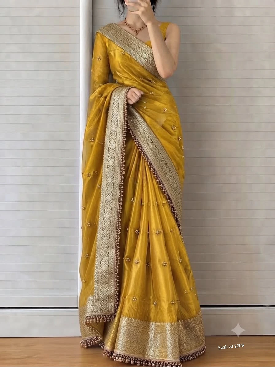 Tissue Silk Saree with Ghungroo Work