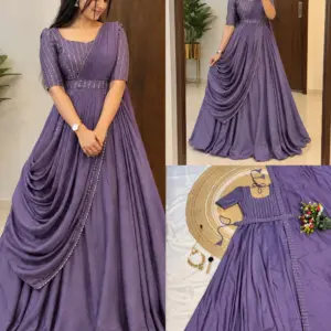 Vichitra Silk Party Gown Set