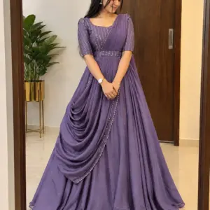 Vichitra Silk Party Gown Set