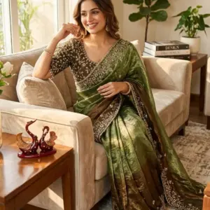 Beautiful Soft Fendy Sequence Embroidery Work Sarees