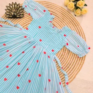 Premium Mul Chanderi Heart Printed Maxi Gown