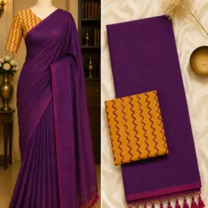 Handloom Khadi Cotton Saree with Blouse