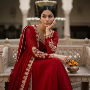 Fox Georgette Embroidered Gown Set