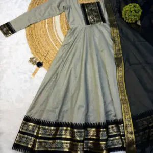Pure Silk cotton Anarkali with dupatta