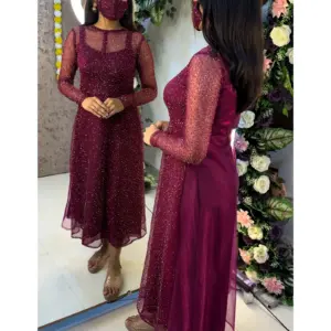 Insta Viral Galaxy 2-Piece Set With Shining inner Gown with a beautifully beaded outer coat