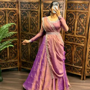 Premium South Silk Gown with Dupatta