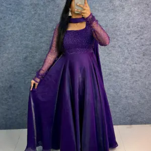 Exclusive party wear 3 in 1 style gown outfit