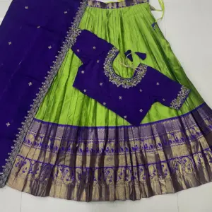 Designer Kanjiveram Silk Lehenga with Maggam Work Blouse