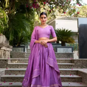 Pure Chanderi Work Lehenga Set