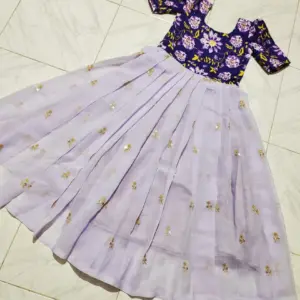 Pure Georgette Girls Silk Embroidery Gown