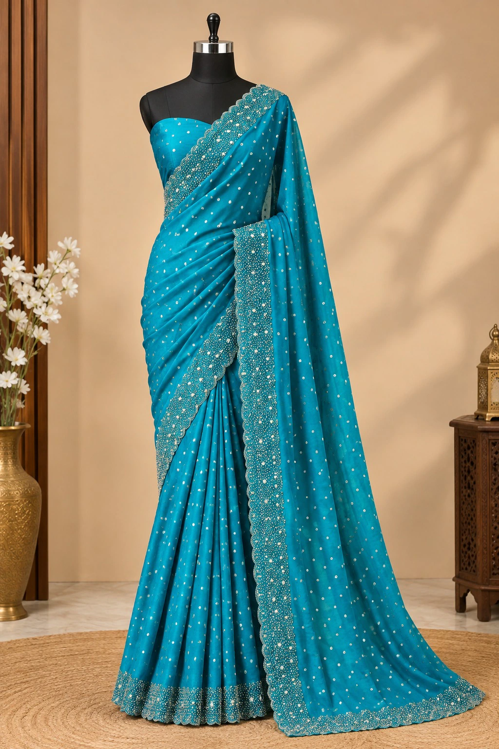 Most Ever Gorgeous Space Silk Saree With Attractive Blouse Piece