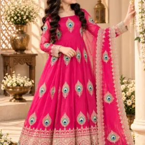 Silk Embroidered Kids Gown Set
