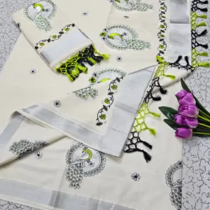 Cotton Embroidered Saree with Blouse – Design 2