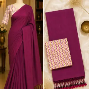 Handloom Khadi Cotton Saree with Blouse