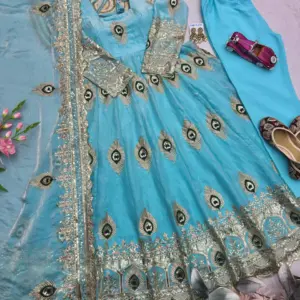 Fendy Silk Gown with Dupatta