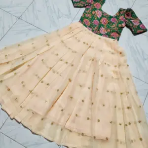 Pure Georgette Girls Silk Embroidery Gown