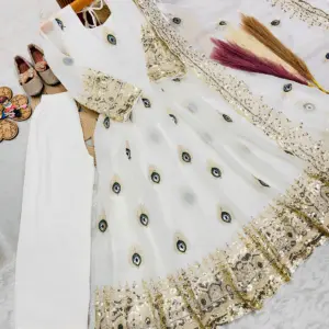 Silk Embroidered Kids Gown Set