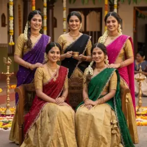 Golden Kanchipuram Half Saree