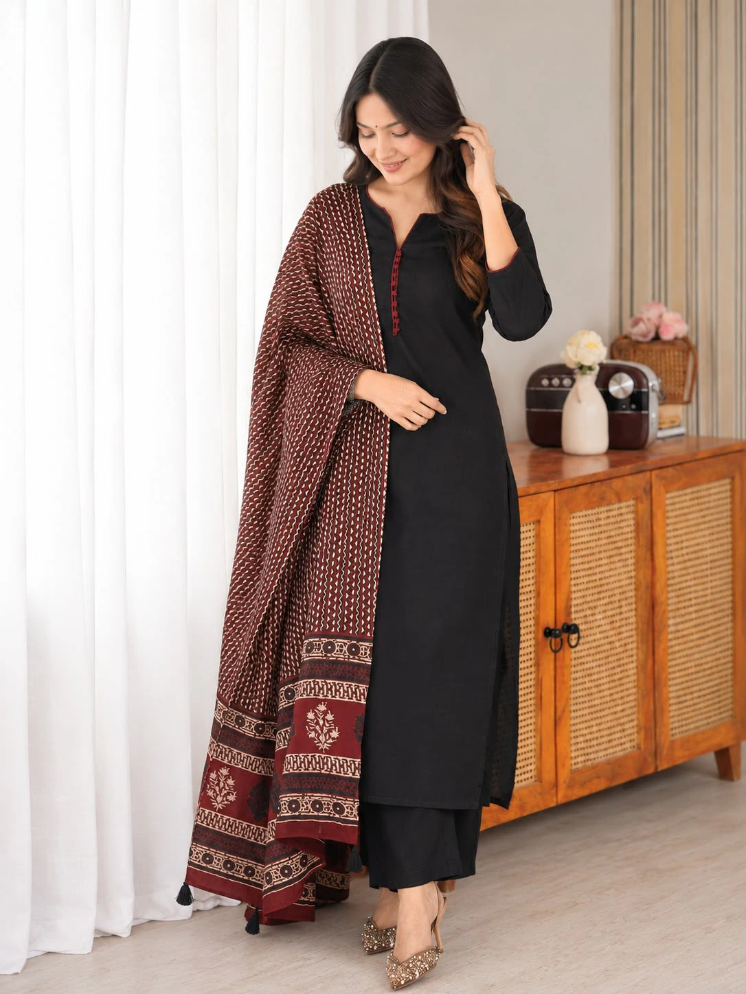 Rayon Kurti Pant Dupatta Set