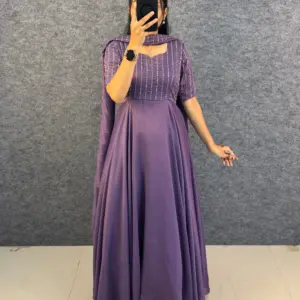 Vichitra Silk Party Gown Set