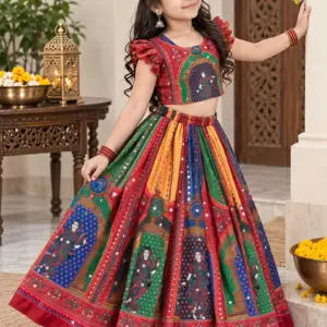 Chinon Silk Lehenga Choli for Kids