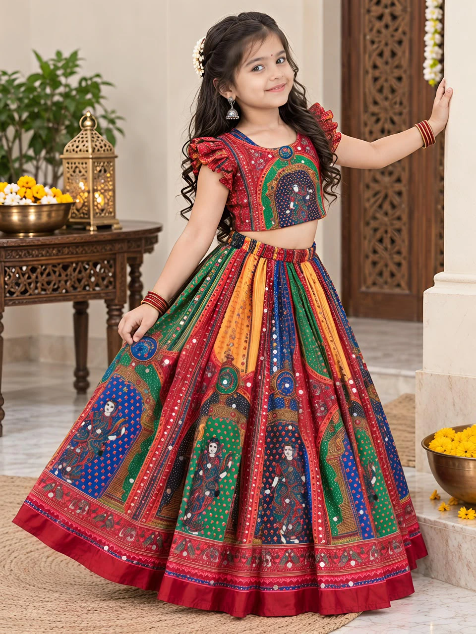 Chinon Silk Lehenga Choli for Kids