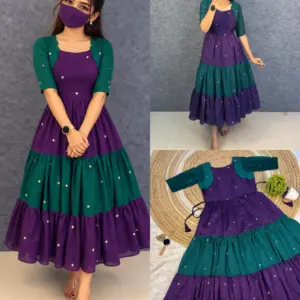 Vichitra Silk Embroidered Maxi Gown