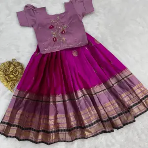 Silk Zari Woven Kids Lehenga