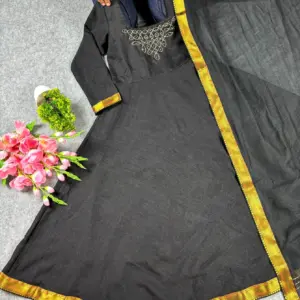 Kadhalar dhinam roja outfit recreation black hand work Gown with duppata