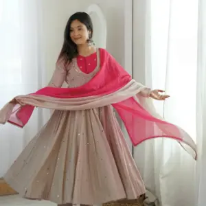 Roman Silk Anarkali Set
