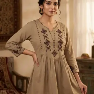 Designer Rayon Tunic with Cross-stitch Embroidery